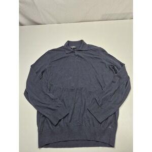 A.P.C. Sweater Mens 2XL Blue Cotton Cashmere Collared Knit Lightweight Pullover